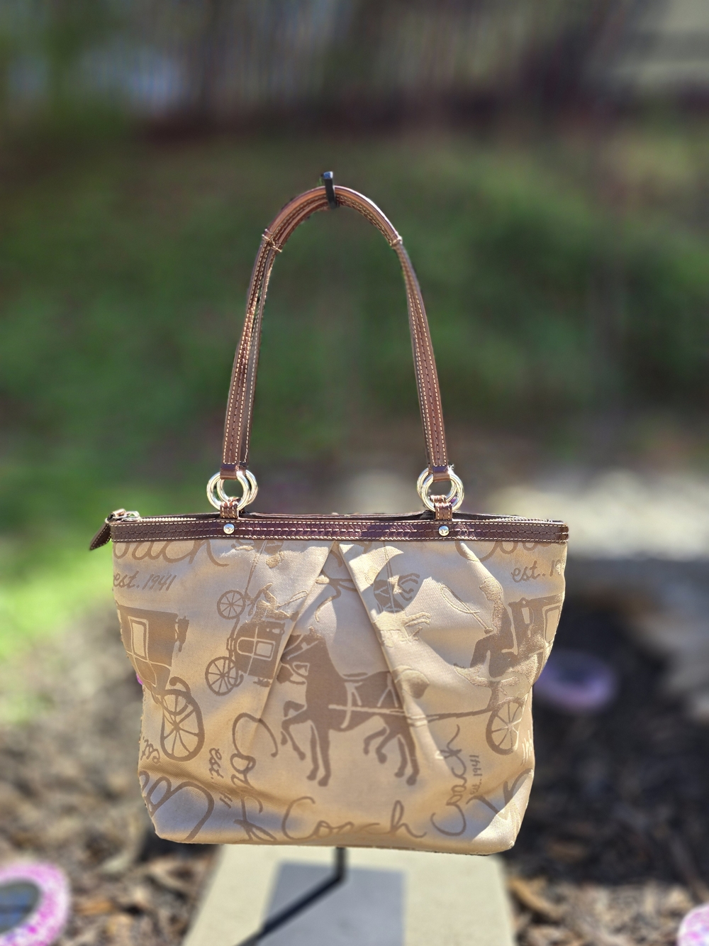 Vintage Coach Satin Carriage Shoulder Bag 2009